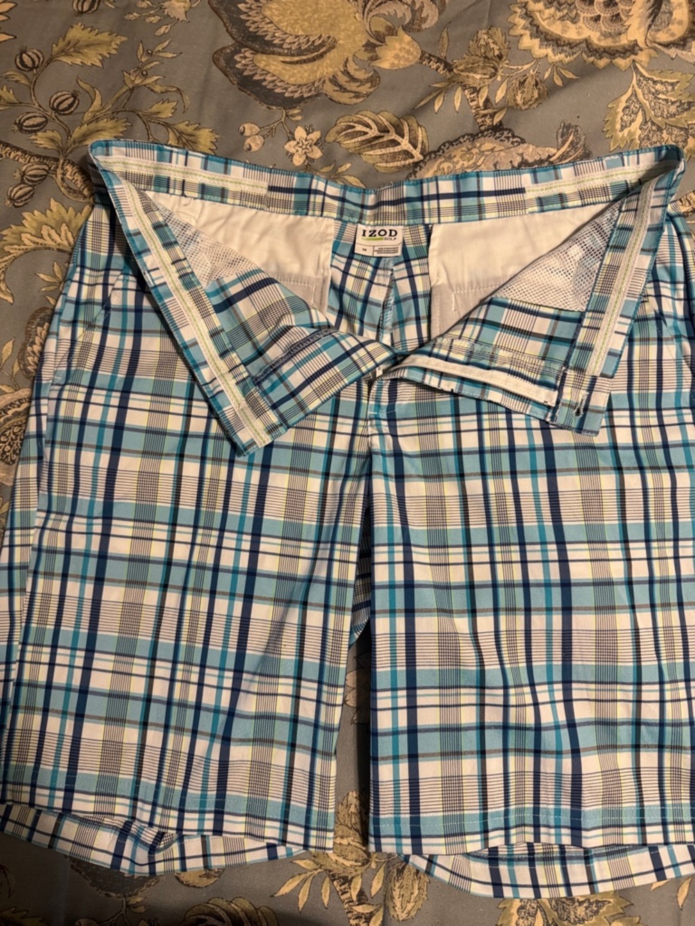 Izod Blue and Aqua Plaid Shorts